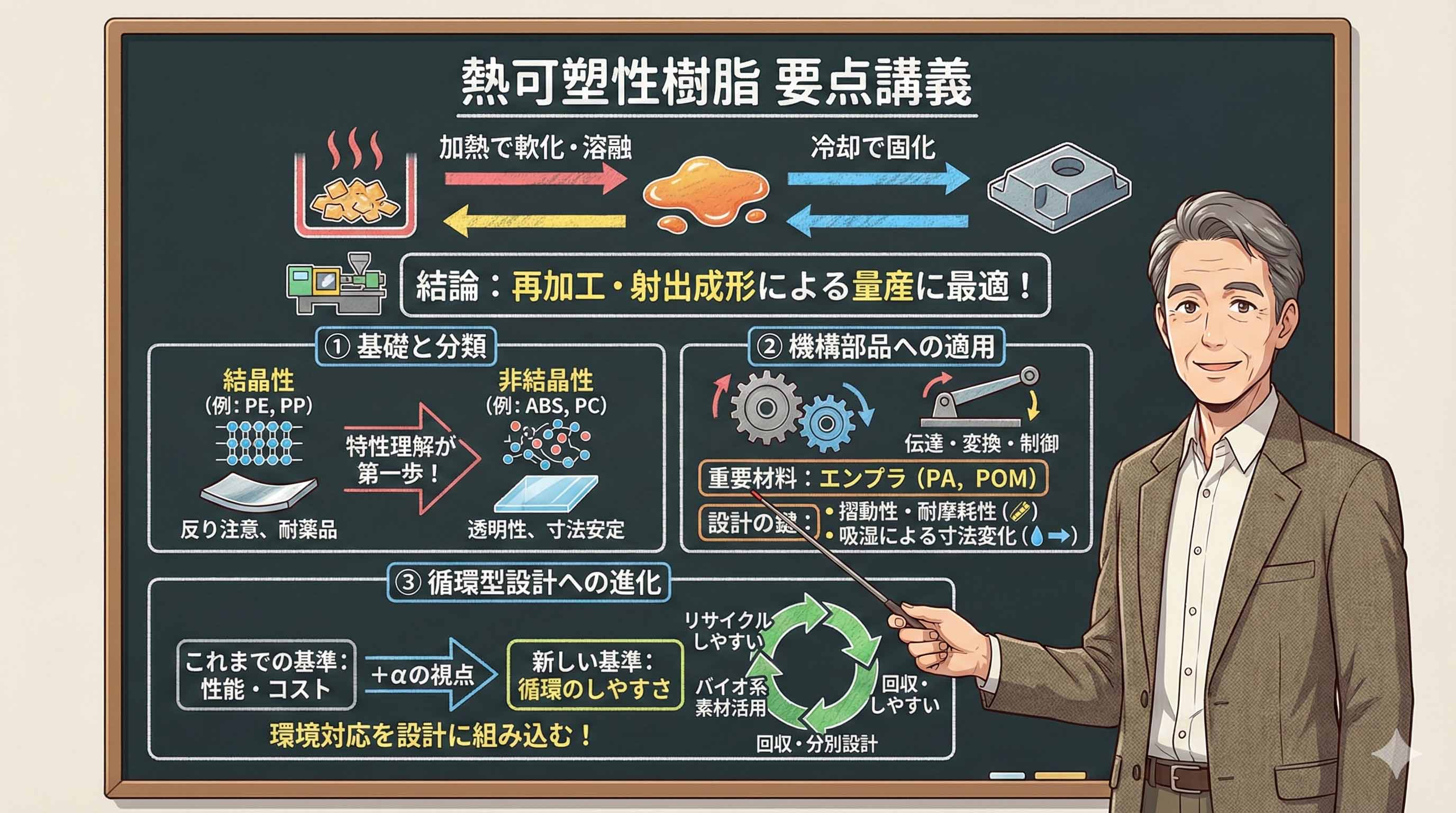 熱可塑性樹脂とは？特徴・種類・成形方法から材料選定のポイントまでやさしく解説